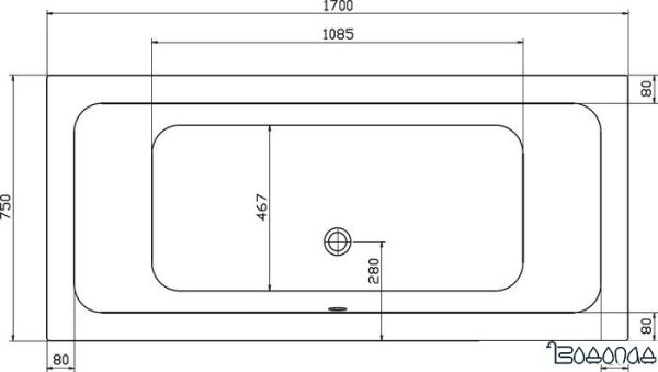 Ванна Kolo Modo 170x75 (слив посередине)