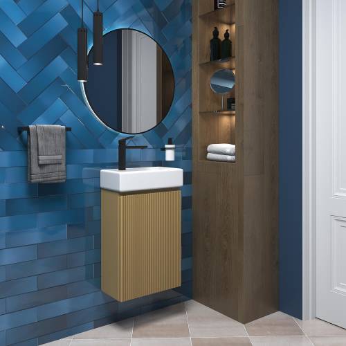 Wellsee Тумба под умывальник 2 в 1 WC Area 221803002 (тумба/матовый бежевый, раковина/глянцевый белый, без ножек)