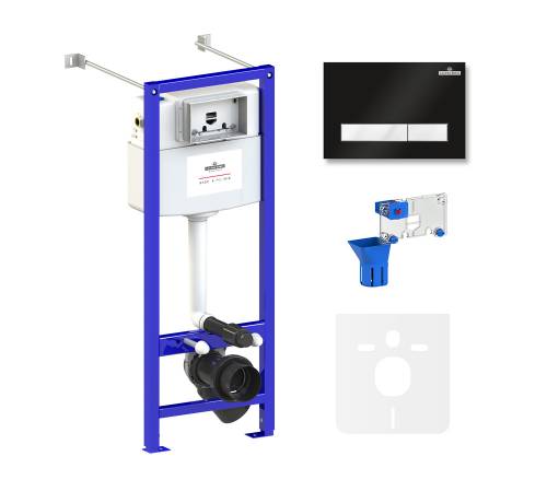 Инсталляция для унитаза комплект 5 в 1 Lavinia Boho Relfix 77020057: система инсталляции для подвесного унитаза, удлиненный комплект креплений, шумоизоляция, кнопка смыва, диспенсер