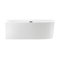 Пристенная акриловая ванна Wellsee Belle Spa 2.0 235805003, 170*75 см (левая) Набор 4 в 1: ванна 235805000, каркас, экран, слив-перелив матовый черный 231924000.