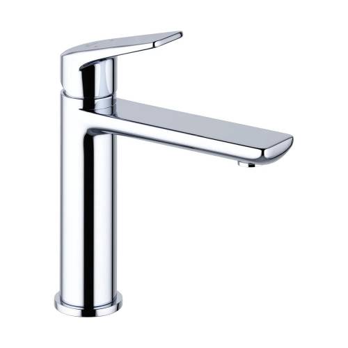 Накладная раковина на столешницу для ванной Lavinia Boho Sink 20219345R в наборе 6 в 1: раковина 48 см (белый глянец), донный клапан, сифон, смеситель, вентили, зеркало (цвет набора хром)