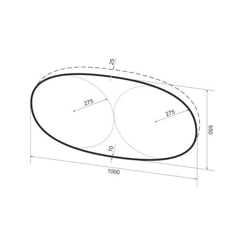Овальное зеркало с фоновой LED-подсветкой Wellsee 7 Rays' Spectrum 172201920 (100*55 см, черный контур, сенсорная кнопка)