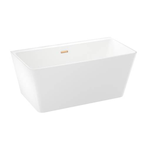 Отдельностоящая акриловая ванна Wellsee Graceful Pro 230902004, 150*77 см Набор 4 в 1: ванна 230902000, ножки, экран, слив-перелив золото 231920000.