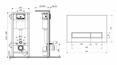 Инсталляция для унитаза комплект 4 в 1 Lavinia Boho Relfix 77020031: система инсталляции для подвесного унитаза, удлиненный комплект креплений, шумоизоляция, кнопка смыва.