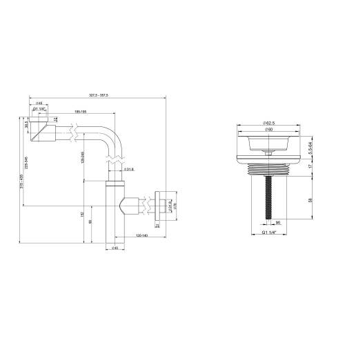 Сифон и выпуск Wellsee Drainage System 182124005 (состоит из 182124000, 182145000)