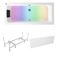 Ванна акриловая 170х75 Lavinia Boho Pure S4-37100075P в комплекте 5 в 1: прямоугольная ванна 170 х 75 см, усиленный металлический каркас, мягкий подголовник, лицевой экран, хромотерапия