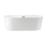 Отдельностоящая акриловая ванна Wellsee Vanille Joie 236501003, 179,5*84,5 см Набор 4 в 1: ванна 236501000, ножки, экран, слив-перелив матовый черный 231924000.