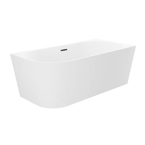 Пристенная  акриловая ванна Wellsee Excellence Pro 28760903R, 140*70 см, цвет белый  глянец. Набор 4 в 1: ванна 287609000, ножки, экран, слив-перелив  матовый черный 231924000.