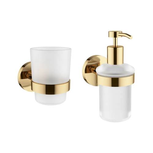Накладная раковина на столешницу для ванной Lavinia Boho Sink 20219351R в наборе 7 в 1: раковина 48 см (белый глянец), донный клапан, сифон, смеситель, вентили, зеркало, аксессуары (золото)