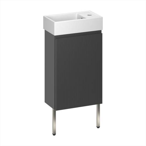 Wellsee Тумба под умывальник 3 в 1 WC Area 221802003 (тумба/матовый темно-серый, раковина/глянцевый белый, ножки/нержавеющая сталь)
