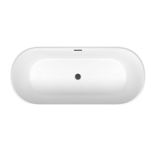 Отдельностоящая  акриловая ванна Wellsee Shell 28170303R, 170*75 см, цвет белый глянец.  Набор 4 в 1: ванна 281703000, ножки, экран, слив-перелив матовый черный  231924000.