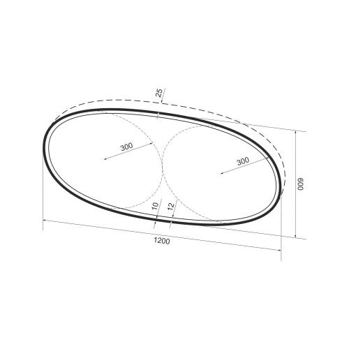 Овальное зеркало с фронтальной LED-подсветкой Wellsee 7 Rays' Spectrum 172202060 (120*60 см, черный контур, сенсорная кнопка)
