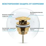 Встраиваемая раковина для ванной Lavinia Boho Bathroom Sink 21520442 в комплекте 3 в 1: умывальник белый из фарфора 60 см, донный клапан click-clack и металлический сифон в цвете золото