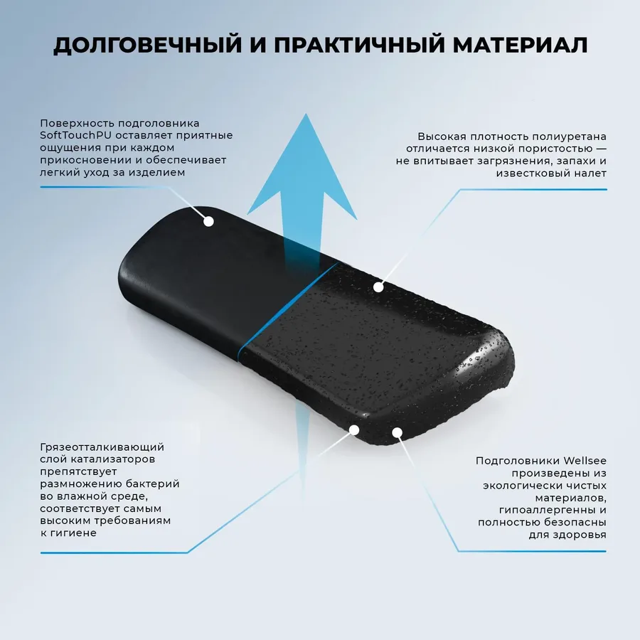 Подголовник для ванны Wellsee Useful Extras 261902000 (полиуретановый, черный)