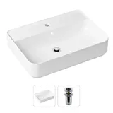 Накладная раковина на столешницу для ванной Lavinia Boho Sink 21520848 в комплекте 2 в 1: раковина 60 см (белый глянец), донный клапан, в цвете хром