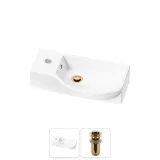 Подвесная мини раковина в туалет Lavinia Boho Sink 20216079R в наборе 2 в 1: настенная раковина 45 см (белый глянец), донный клапан в цвете золото