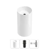 Напольная раковина для ванной Wellsee Chalice Perfection 20212885R в наборе 3 в 1: отдельностоящая раковина в цвете белый глянец, донный клапан, сифон