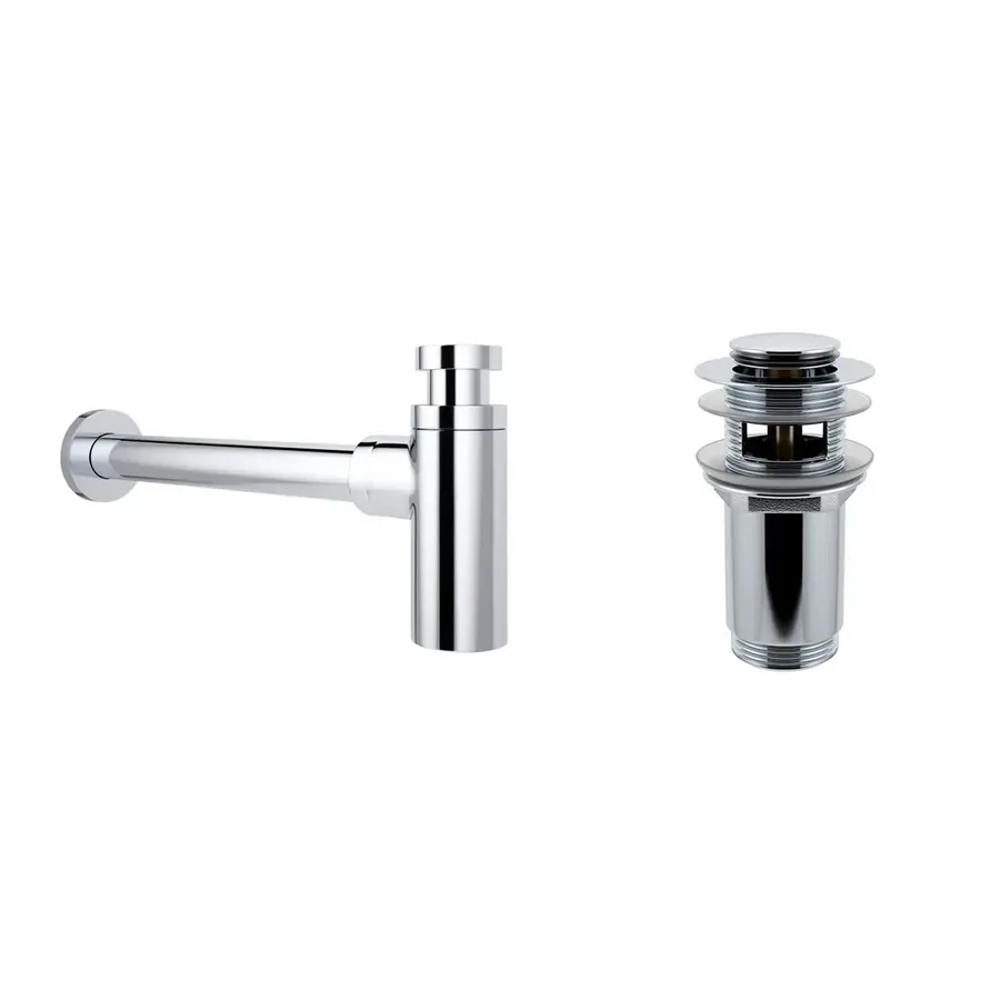 Накладная раковина на столешницу для ванной Lavinia Boho Sink 21520492 в комплекте 3 в 1: раковина 60 см (белый глянец), донный клапан, сифон, в цвете хром