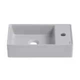 Маленькая раковина в туалет Wellsee WC Area 20213750R в наборе 2 в 1: узкая мини-раковина 41 см (матовый серый), донный клапан в цвете хром
