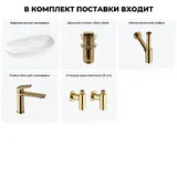Накладная раковина для ванной 80 см Wellsee Chic Riviera 20214925R в наборе 5 в 1: раковина (белый глянец), донный клапан, сифон, смеситель, вентили (цвет набора золото)