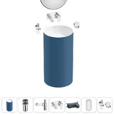 Напольная раковина для ванной Wellsee Chalice Perfection 20220048R в наборе 6 в 1: отдельностоящая раковина (темно-синий / белый), донный клапан, сифон, смеситель, зеркало, аксессуары