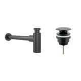 Встраиваемая раковина для ванной Lavinia Boho Bathroom Sink 21520440 в комплекте 3 в 1: умывальник белый из фарфора 60 см, донный клапан click-clack и металлический сифон в цвете матовый черный