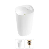 Напольная раковина для ванной Lavinia Boho Bathroom Sink 20215526R в наборе 2 в 1: отдельностоящая раковина в цвете белый глянец, донный клапан в цвете золото