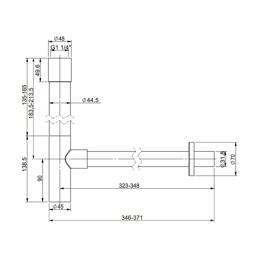 Сифон для раковины Wellsee Drainage System 182117000 (Ø 32 мм (1 1/4"); длина 346-371 мм; розовое золото)
