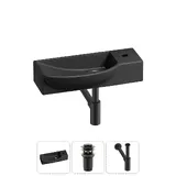 Подвесная мини раковина в туалет Lavinia Boho Sink 20216181R в наборе 3 в 1: настенная раковина угловая 50 см, донный клапан, сифон (матовый черный)