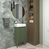 Wellsee Тумба под умывальник 3 в 1 WC Area 221805003 (тумба/матовый зеленый, раковина/глянцевый белый, ножки/нержавеющая сталь)