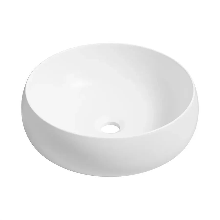 Раковина чаша для ванной накладная Lavinia Boho Bathroom Sink 20215048R в наборе 2 в 1: раковина 40 см (белый глянец), донный клапан в цвете матовый черный