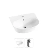 Подвесная раковина для ванной Lavinia Boho Sink 20216665R в наборе 2 в 1: керамическая раковина 46 см (белый глянец), донный клапан в цвете хром
