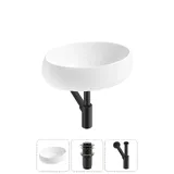 Накладная раковина для ванной 50 см Lavinia Boho Sink 20215068R в наборе 3 в 1: узкая раковина (белый глянец), донный клапан, сифон (цвет набора матовый черный)