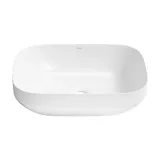 Накладная раковина для ванной 50 см Wellsee Air Gap S 20212406R в наборе 2 в 1: раковина (белый глянец), донный клапан в цвете матовый черный