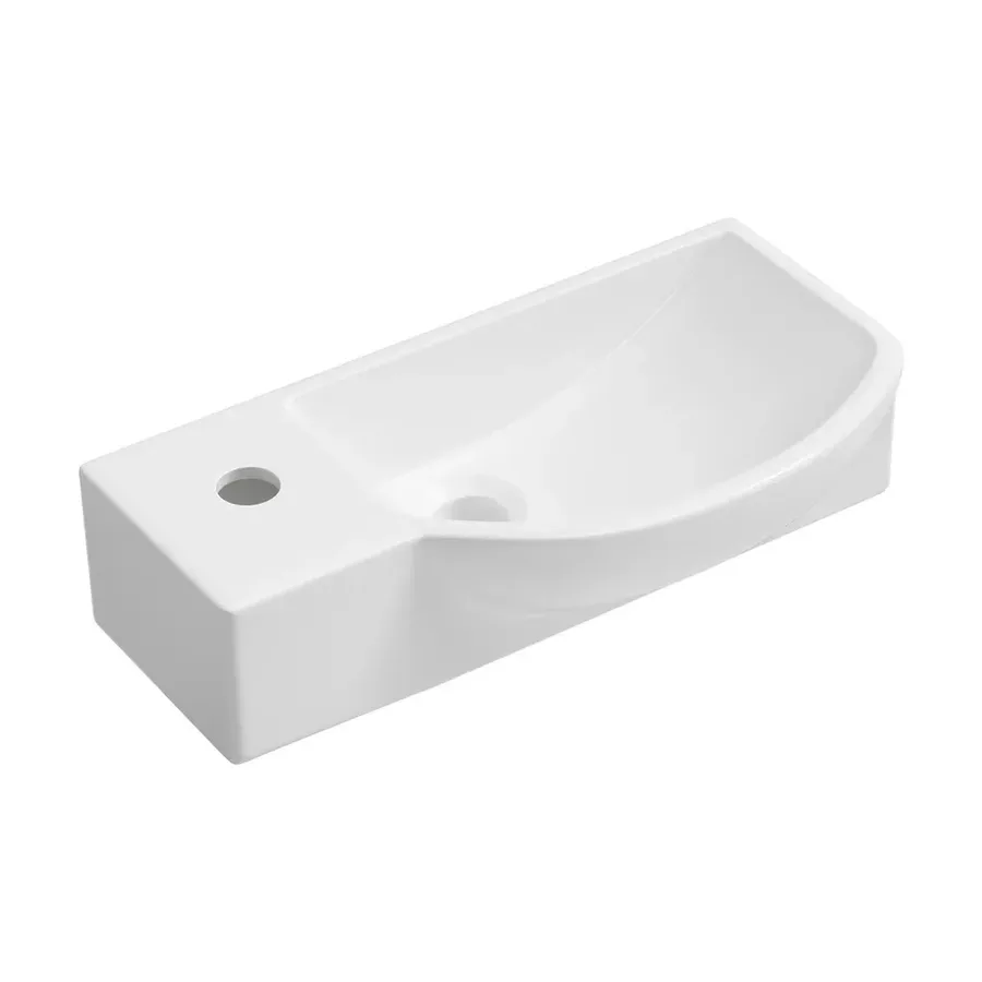 Подвесная мини раковина в туалет Lavinia Boho Sink 20216087R в наборе 4 в 1: настенная раковина 45 см (белый глянец), донный клапан, сифон, смеситель (цвет набора золото)