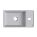 Маленькая раковина в туалет Wellsee WC Area 20213750R в наборе 2 в 1: узкая мини-раковина 41 см (матовый серый), донный клапан в цвете хром