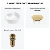 Раковина для ванной Wellsee Praxis 20216964R в наборе 3 в 1: накладная раковина, заглушка на перелив, донный клапан (цвет набора золото)