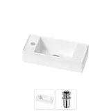 Мини раковина в туалет подвесная Lavinia Boho Sink 20216273R в наборе 2 в 1: маленькая и узкая раковина 43 см (белый глянец), донный клапан в цвете хром