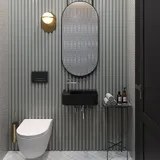 Настенная раковина для ванной или туалета Lavinia Boho Sink 20216495R в наборе 5 в 1: подвесная раковина 45 см, донный клапан, сифон, смеситель, вентили 2 шт (матовый черный)