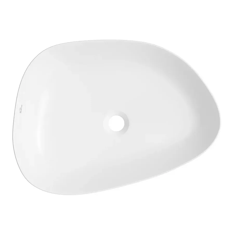 Накладная раковина для ванной 55 см Wellsee Belle Spa 3.0 20212717R в наборе 2 в 1: раковина (белый глянец), донный клапан в цвете хром