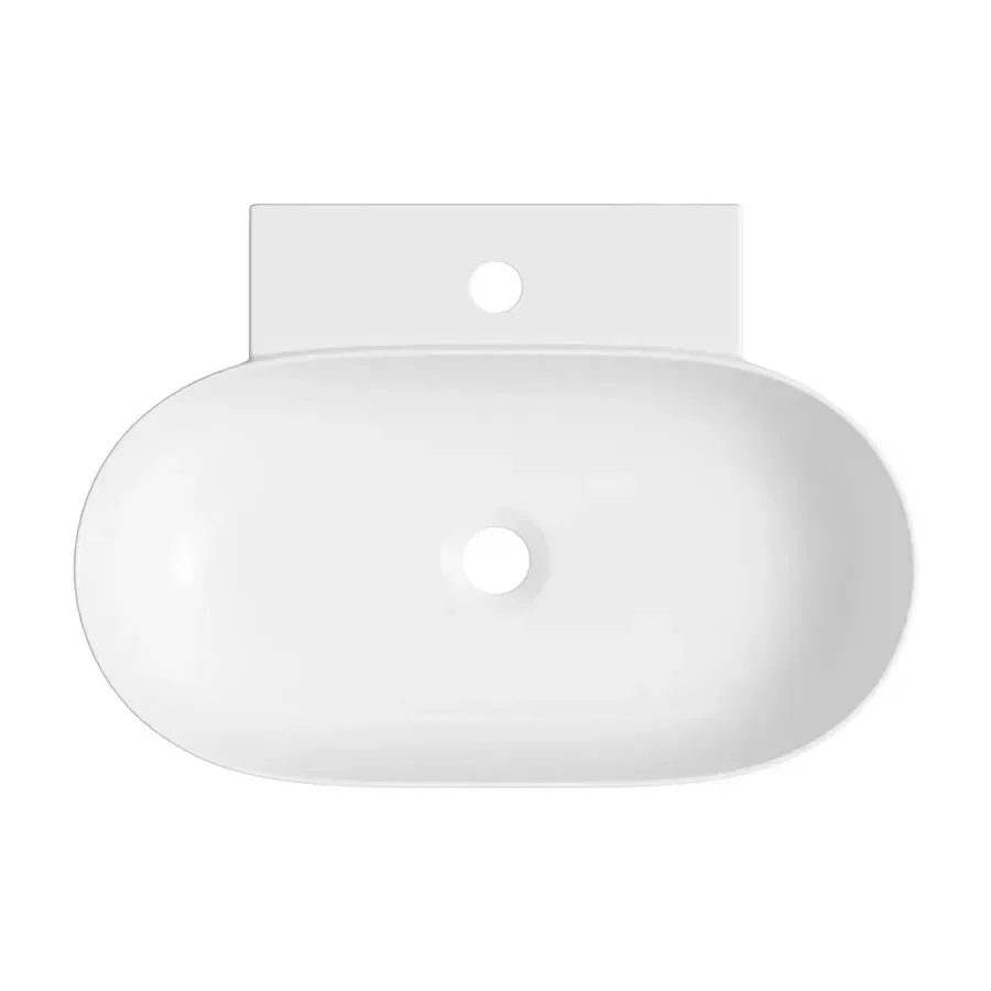 Подвесная раковина для ванной Lavinia Boho Sink 20215127R в наборе 2 в 1: настенная раковина 58 см (белый глянец), донный клапан в цвете хром