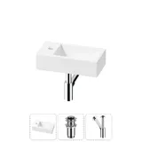 Узкая раковина в туалет подвесная Lavinia Boho Sink 20215997R в наборе 3 в 1: мини раковина угловая 40 см (белый глянец), донный клапан, сифон (цвет набора хром)