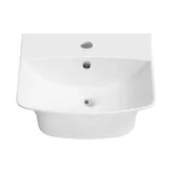 Навесная раковина для ванной или туалета Lavinia Boho Sink 20216721R в наборе 2 в 1: маленькая раковина 35 см (белый глянец), донный клапан в цвете хром
