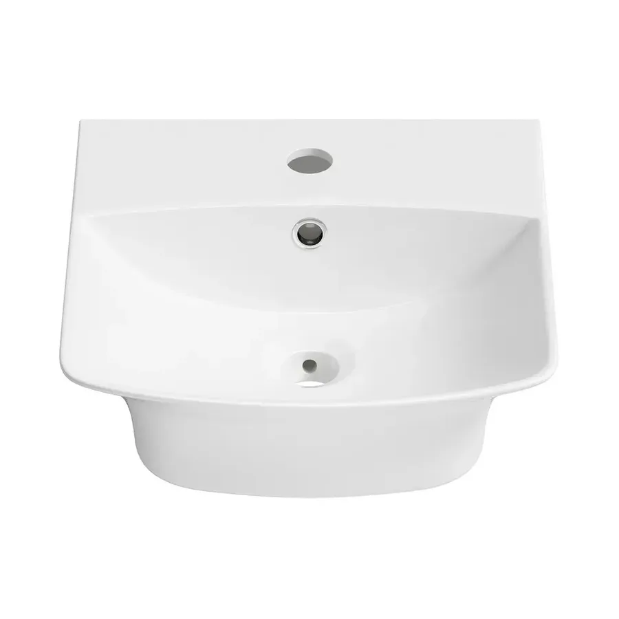 Навесная раковина для ванной или туалета Lavinia Boho Sink 20216721R в наборе 2 в 1: маленькая раковина 35 см (белый глянец), донный клапан в цвете хром