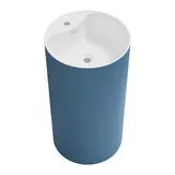 Напольная раковина для ванной Wellsee Chalice Perfection 20213103R в наборе 5 в 1: отдельностоящая раковина (чаша белый глянец, стенки матовый темно-синий), донный клапан, сифон, смеситель, вентили