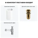 Напольная раковина для ванной Wellsee Coquillage 20213140R в наборе 3 в 1: отдельностоящая раковина в цвете матовый белый, донный клапан, сифон