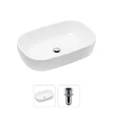 Накладная раковина на столешницу для ванной Lavinia Boho Sink 21520788 в комплекте 2 в 1: раковина 54 см (белый глянец), донный клапан, в цвете хром