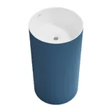 Напольная раковина для ванной Wellsee Chalice Perfection 20212967R в наборе 3 в 1: отдельностоящая раковина (чаша белый глянец, стенки матовый темно-синий), донный клапан, сифон