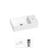 Маленькая раковина в туалет Wellsee WC Area 20213626R в наборе 2 в 1: узкая мини-раковина 41 см (матовый белый), донный клапан в цвете хром