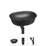 Накладная раковина для ванной 50 см Wellsee Brillant iCon 20214635R в наборе 3 в 1: раковина (матовый черный), донный клапан, сифон (цвет набора матовый черный)